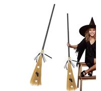 Escoba de voladora, mágica reutilizable, accesorio de cosplay de Halloween, accesorio de disfraz mágico, decoración de fiesta ligera, escoba de mascarada clásica, ideal para eventos de