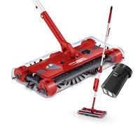 Escoba giratoria con batería + batería adicional - Fácil recogida de migajas - Inalámbrico, sin bolsa y recargable - Cepillo de suelo con articulación antitorceduras y rotación de 360° - Máxima