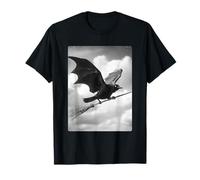 Escoba gótica de Cuervo Bruja, alas de murciélago, Espeluznante Animal de Halloween Camiseta