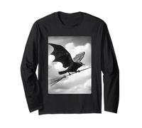 Escoba gótica de Cuervo Bruja, alas de murciélago, Espeluznante Animal de Halloween Manga Larga