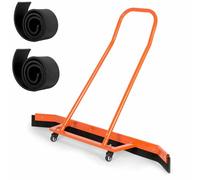 Escoba Limpiadora para Canchas de Tenis, Escobilla de Goma de Aleación de Aluminio con Ruedas para Canchas de Baloncesto Deportivas, con 2 Cuchillas de Espuma EVA Adicionales, Naranja