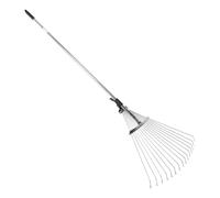 Escoba Metalica Regulable 50cm con Mango 153cm - Bricomed. Ideal para Hierbas y Hojas. Jardineria. Restos de poda. Rastrillo Abanico.