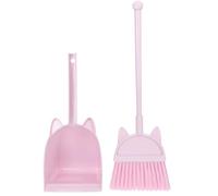 Escoba y Recogedor para Niños, 1 Juego de Plástico Rosa | Mini Juguete de Limpieza Infantil, para Kindergarten y Actividad Familiar, Superficie Lisa Segura