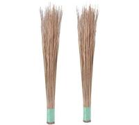 Escobas de bambú natural y puro para limpieza de suelos húmedos, limpieza al aire libre, coco jhadú/escobas - Paquete de 2 escobas de bambú húmedo y seco (marrón, 2 unidades)