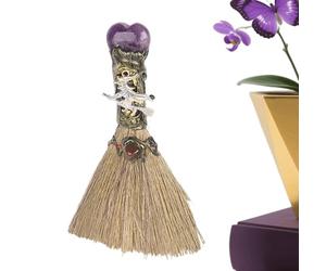 Escobas de Halloween | Pequeña Escoba de Natural de 15 cm - Kit de Limpieza Energética y Decoración para Hogar, Sala de Meditación, Dormitorio, Baño, Yoga | Para Dormitorio Apartamento Baño Cocina Sal