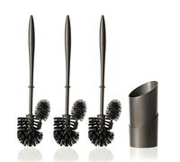 Escobilla baño escobillero baño Hausfelder - Juego básico de escobillero | Set de escobilla de baño con soporte y 2 escobillas WC de repuesto, diseño discreto negro antracita para el inodoro