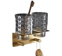 escobilla baño Juego de Accesorios baño latón Dorado Cepillado, toallero, Soporte for Papel higiénico, Cepillo y secador Pelo, Ganchos estantes esquineros(Tooth Brush Holder)