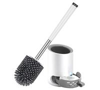 Escobilla Baño Silicona, Escobilla WC con Estera de Diatomeas Cepillo Suave de TPR y Pinzas Ocultas Gancho Adhesivo Cepillo Y Soporte para Inodoro