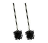 Relaxdays Escobillas Silicona WC Set 2, Antibacterial, Efecto Loto, Cabezal Extraíble, Escobilleros, Negro y Plateado