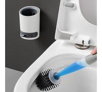 Escobilla de Baño con Dispensador de Jabón Líquido Integrado y Cabezal de Silicona TPR-Cepillo Inodoro con Mango Recargable Dosificador-Soporte de Pared sin Taladro y Base Ventilada de Secado Rápido