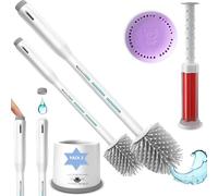 Escobilla de Baño con Dispensador de Jabón Recargable - Escobilla WC - Piacaba casa de banho - Escobilla de Silicona - Escobillero baño (Dos Piezas Escobilla con Ambientador y Gel)