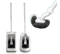 Escobilla de Baño con Soporte,Escobilla de Baño con Limpiador de Bordes,Escobilla WC para Limpieza Profunda,escobilla de baño Curvada,Secado rápido ventilación (Circular + Cuadrado)