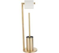 Escobilla de baño de pie con Soporte para Papel higiénico, Soporte de Papel higiénico de acero Inoxidable, escobilla de baño, Oro Cepillado