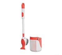 Escobilla de baño de silicona de secado rápido con soporte montado en la pared y bandeja de goteo para limpieza organizada e higiénica del baño (rojo)