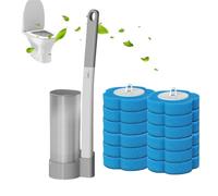 Escobilla de Baño Desechable con Dispensador de Jabón - 12 Unidades, Recambios Esponja Limpieza, Montaje en Pared, Cepillo Estrecho para Inodoro, Lavabo y Bañera (B)
