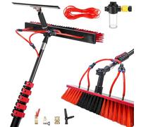 Escobilla de goma telescópica para limpiar techos, paneles solares, ventanas, kit de limpieza de agua con espátula y dispensador de jabón para vehículos y barcos (cepillo de 35 cm)