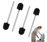 Escobilla de inodoro de 4 piezas con mango de acero inoxidable 304, cepillo de inodoro compacto Ø7,5 cm, perfecto para una limpieza higiénica en el baño y servicios - Negro