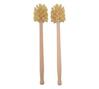 Escobilla de inodoro de madera, 2 unidades, 14 x 3 pulgadas, antideslizante, mango largo, reutilizable, de madera de haya, para baño, hogar, herramientas de cocina