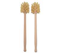 Escobilla de inodoro de madera, 2 unidades, 14 x 3 pulgadas, antideslizante, mango largo, reutilizable, de madera de haya, para baño, hogar, herramientas de cocina