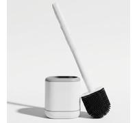 Escobilla de inodoro de silicona con soporte adhesivo de pared, portaescobilla ahorra espacio, escobilla higiénica, cepillo de silicona, accesorios de baño