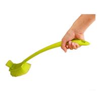 Escobilla de inodoro, mango largo, cepillo de limpieza de doble cara con diseño curvado para zonas de difícil acceso debajo del borde, eliminación eficiente de la suciedad, organización del baño