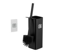 Escobilla de Inodoro Relaxdays para Montaje en Pared, Adhesiva, 36,5 x 9,5 x 10,5 cm, con Soporte, Negra