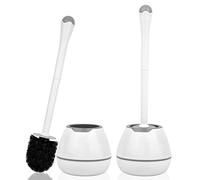 Escobilla de Inodoro y Soporte, Paquete de 2 cepillos de Inodoro y Soporte con Mango Largo, Soporte de plástico fácil de Ocultar, a Prueba de Goteo, fácil de Montar, Limpieza Profunda