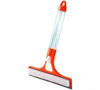 Escobilla de silicona para ventana con pulverizador de agua integrado, hoja TPR y limpiador de esponja para limpieza de cristales y espejos, 32 x 20 cm (naranja)