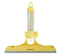 Escobilla de ventana 4 en 1 con pulverizador, limpiador de vidrio ergonómico de mano y raspador para ducha, parabrisas de coche y hogar, herramienta de limpieza múltiple (amarillo)