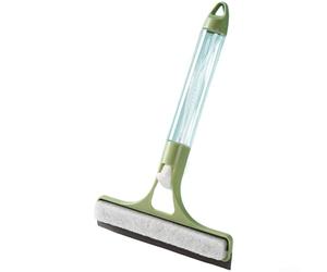 Escobilla de ventana multifunción con botella de spray y hoja TPR suave para un deslizamiento suave en vidrio y espejos (verde claro)