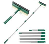 Escobilla Multiusos para Limpieza de Ventanas, limpiacristales 2 en 1 con Poste de Aluminio de extensión de 60 Pulgadas, Kit de Lavado de Ventanas con Cabezal de Cepillo reemplazable (60