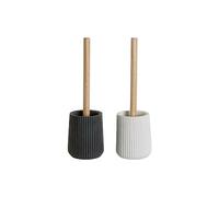 Escobilla para el Baño DKD Home Decor Blanco Gris Madera Resina 10,5 x 10,5 x 37 cm (2 Unidades)
