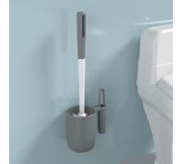 Escobilla para Inodoro, Cepillo de Inodoro Pared for el hogar, sin Perforaciones, for baño, 360°, ángulo Muerto, Juego cepillos Limpieza, portaescobillas(Gris)