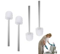 Escobilla para WC con mango de acero inoxidable 304 - Juego completo de 4 piezas para limpieza higiénica del baño con cabezales reemplazables