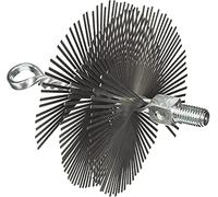 Escobilla redonda de acero con cerdas planas con gancho y perno roscado para tubos de estufa y limpieza de chimeneas (15 cm de diámetro)