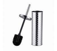 Relaxdays Escobilla WC con recipiente plata