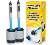Escobillas de Baño Silicona con Dispensador de Jabon y Adhesivo Resistente Pack de 2 - Accesorios para Baño Higiénico Antigoteo con Soporte Ventilado