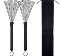 Escobillas de batería SJBAUTYO - Set de 2 cepillos retráctiles y ajustables con mango de goma suave para interpretaciones de jazz y música suave.