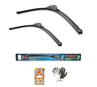 Escobillas limpiaparabrisas para parabrisas delantero de coche compatible con Volvo XC90 I 10.2002 A 07.2004 X0 610 510 Cepillo plano 2 piezas + spoiler + 11 adaptadores goma natural y sintética