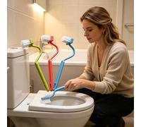 Escobillas WC, Escobilla de Baño Silicona,20CM V Tipo Curvo Escobilla WC con Secado Rápido,Sin Rincones Muertos con Mango Largo y Diseño de Gancho Montaje en Pared Color Aleatorio (3 Piezas)