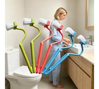 Escobillas WC, Escobilla de Baño Silicona,20CM V Tipo Curvo Escobilla WC con Secado Rápido,Sin Rincones Muertos con Mango Largo y Diseño de Gancho Montaje en Pared Color Aleatorio (6 Piezas)