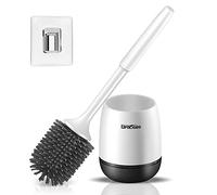 Escobillas WC Silicona, Braoses Escobillas de Baño de Suave Cerdas TPR, Escobillas Y Portaescobillas de Inodoro, Strong Decontamination, Cepillo y Soporte para Inodoro Montaje en Pared/Suelo
