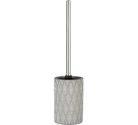 Escobillero con escobilla para WC - Escobilla para baño con escobillero, de cerámica, 10 x 43 x 10 cm, Gris