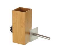 Escobillero cuadrado de pie en madera de bambú y metal. Mide 10x10x23 cm Se instala sin taladros. Facilita limpiar el inodoro y suma un toque cálido, natural y decorativo a tu aseo. CasaSelección Marr