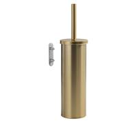 Escobillero de Pared Flip Gedy Oro Mate, Acero Inoxidable, Fijación con Taladro y Tornillos, Cubo Interior Extraíble para Limpieza, 9,1x10x37,7 cm, Diseño Moderno para Baño