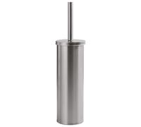 Escobillero de Suelo Flip Gedy Acabado Cepillado, Acero Inoxidable, Cubo Interior Extraíble para Limpieza, Diámetro 9,1x37,7 cm, Diseño Moderno para Baño