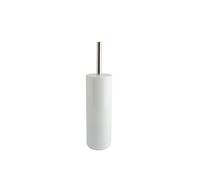 MSV Cepillo para WC Portacepillos para WC Recipiente para Cepillos Inagua - Conjunto para WC de Poliestireno Cepillo con Mango de Acero Inoxidable Blanco