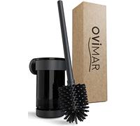 escobillero ovimar Finnkona | Negro | montado en la Pared con Taladro | escobillero de Silicona | función de ventilación | para taladrar o Pegar | de Acero Inoxidable con Recubrimiento de Polvo