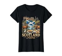 Escocia Alba Viajes a Las Tierras Altas de Escocia Camiseta gráfica económica, Mujer, Negro, XL