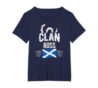 Escocia Clan Ross - Familiar de Clanes Escoceses Camiseta, Mujer Tallas Grandes, Azul Marino, 1XL Grande